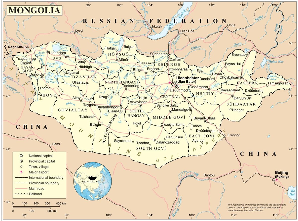 Mongolija šalies žemėlapį