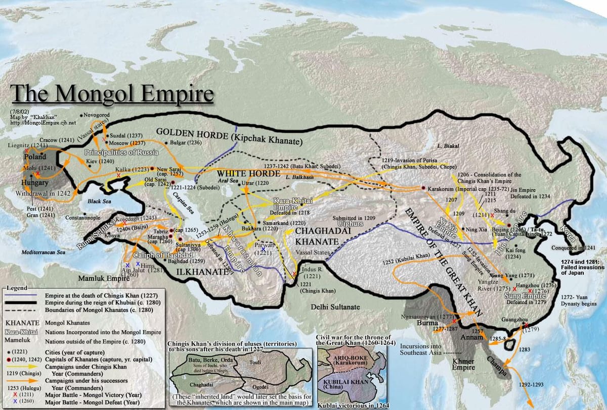 Mongolų istorija žemėlapyje