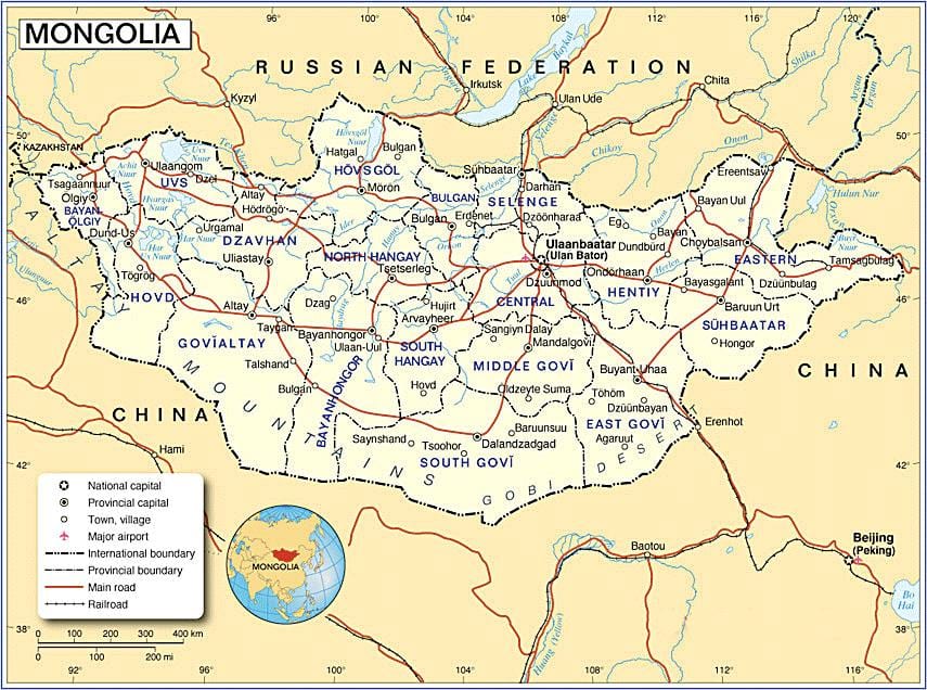 Mongolija turizmo žemėlapyje