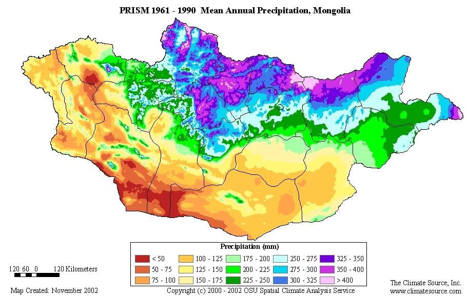 žemėlapis Mongolijos gyventojų tankis