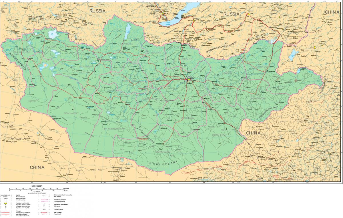 žemėlapis Mongolijos kelių