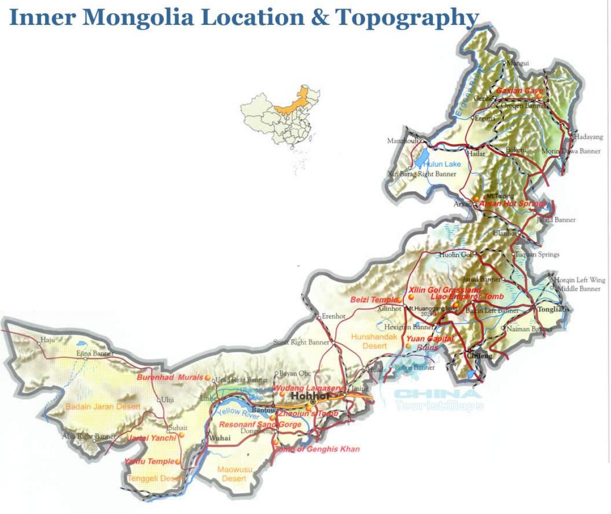 išorinės Mongolijos žemėlapyje
