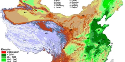 Žemėlapis Mongolija aukštis