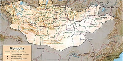 Mongolija geografinis žemėlapis