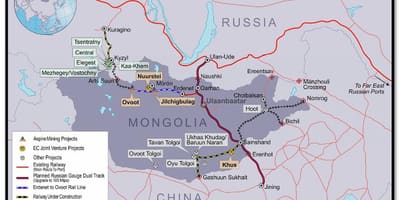 Mongolijos geležinkelių žemėlapis