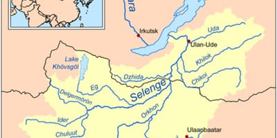 Žemėlapis upės Mongolijoje