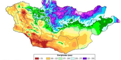 Žemėlapis Mongolijos gyventojų tankis